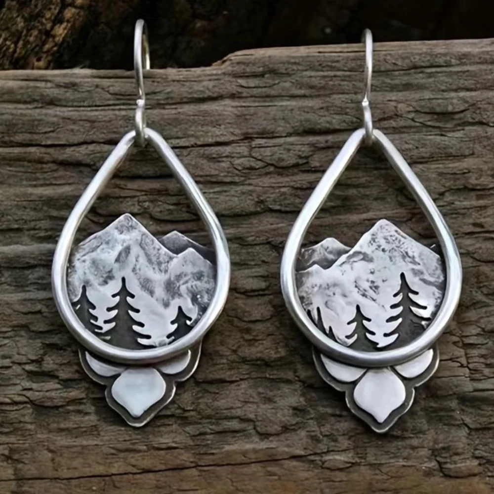 Mountain range silver earrings - Picture 1 of 4